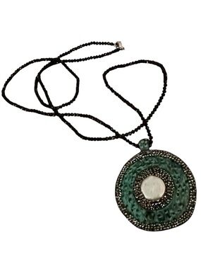 Women’s Green Round Pendant Necklace - Unbranded